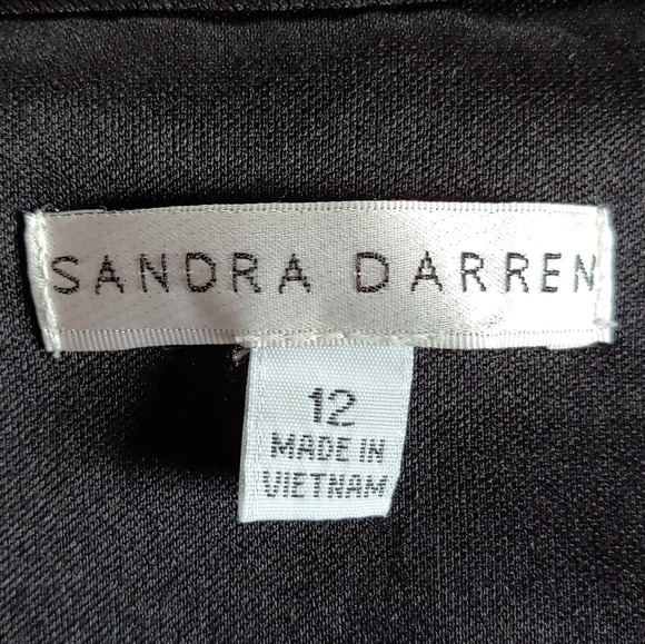 Sandra Darren Black White Gray Woven Sheath Stretchy Midi Dress Size Women's 12 - Picture 5 of 6